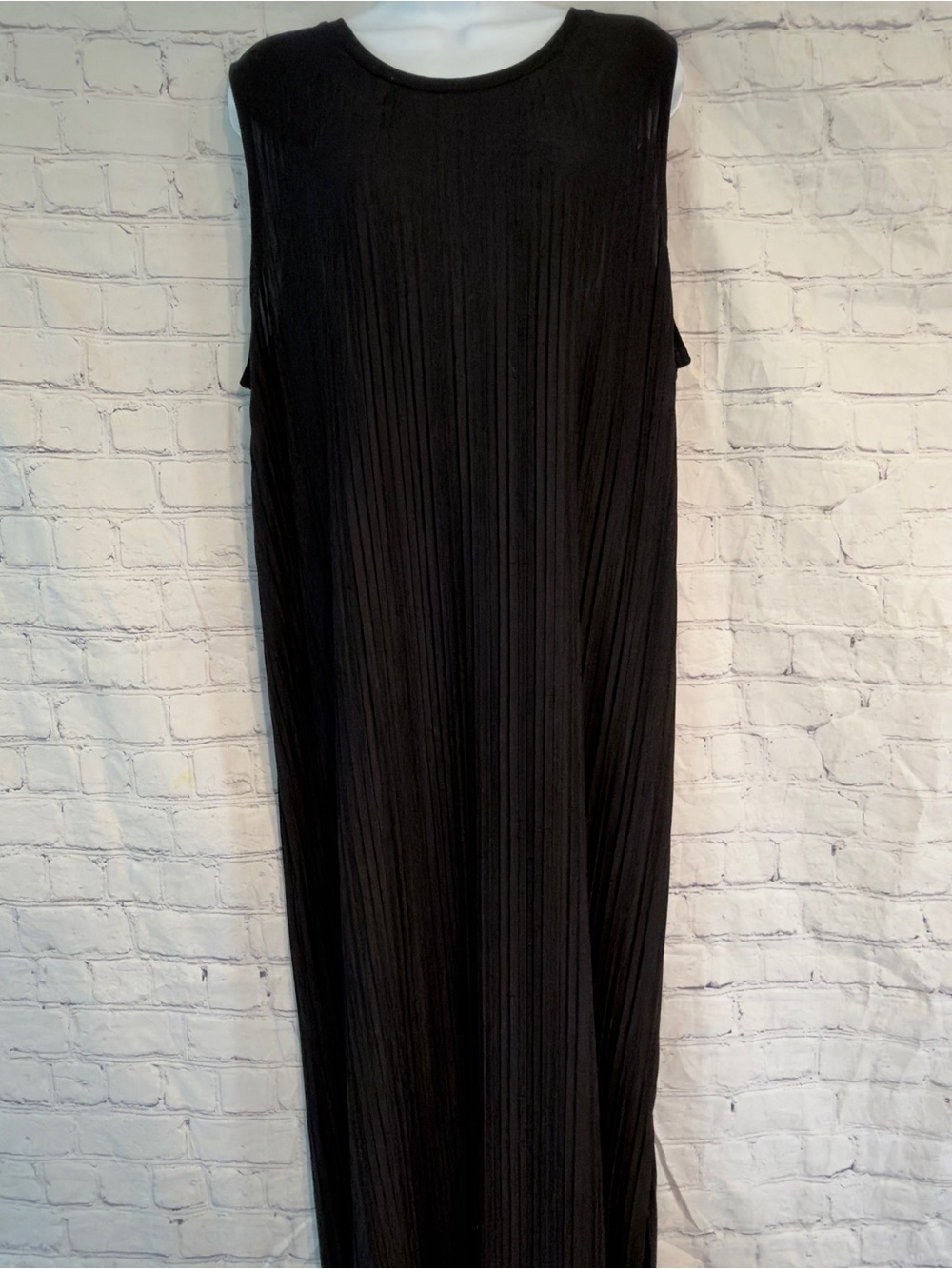 a new day Black Sleeveless Maxi Dress with Pleated Texture XXL